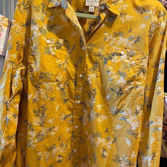 St. John’s Bay Women’s Floral Long Sleeved Cotton Button Up Tops XL Gorgeous! - Picture 2 of 15